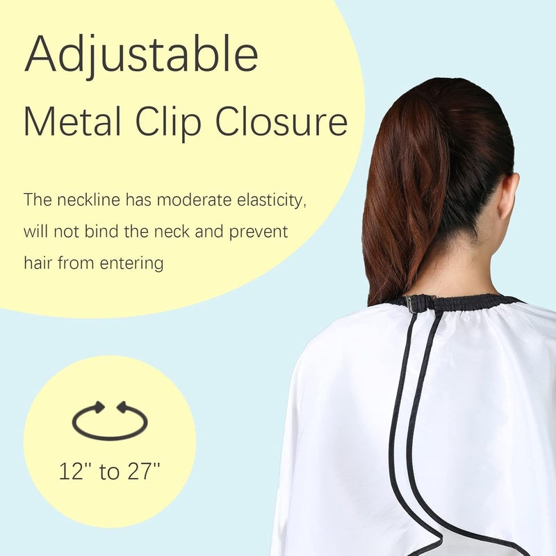 Iusmnur Barber Cape, Professional Hair Salon Cape with Adjustable Metal Clip, Shampoo Hair Cutting Cape for Barbers and Stylists - 55 x 63 inches (White) - Image 4